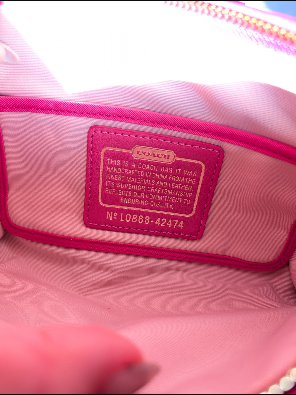 Coach Parker Straw & Pink Leather Turnlock Clutch Wristlet #42474 - Picture 2 of 6